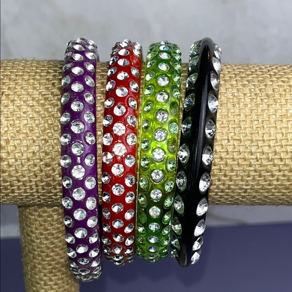 Vintage Colorful Rhinestone Bangle Set